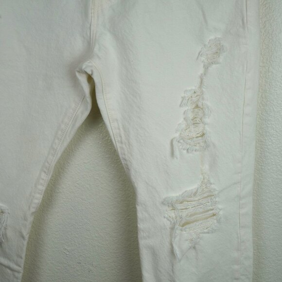 Levis 501 Distressed White High-Rise Jeans Size‎ W28 L30 Vintage Inspired - Picture 3 of 11